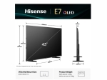 Телевизор Hisense 43" E7Q, 4K Ultra HD 3840x2160, QLED, Quantum Dot, HDR 10+, HLG, Dolby Vision, Light Sensor, Smart TV, WiFi 5GHz, WiFi Direct, BT, Anyview Cast, 3xHDMI, 2xUSB, LAN, CI+, DVB-T2/C/S2, Black