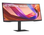 Монитор LG 34U650A-B, 34" UltraWide  21:9, IPS, Curved, 100 Hz, 5ms, 1000:1, 300cd/m2, WQHD 3440x 1440, sRGB 99%, HDR 10, HDMI, DisplayPort, USB-C, PD- 96 W, DP, Reader mode, Dynamic Action Sync, PIP, PBP, Tilt, Height (Range), Pivot, Speacers 2x7W, LG Sw