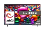 Телевизор LG 65UA75003LA, 65" 4K UltraHD TV 4K (3840x2160), DVB-T2/C/S2, webOS 25 Smart, ThinQ AI, Alpha 7 AI Processor, WiFi, HDR10 pro, HLG, ALLM/HGiG, 4K Upscaling, AI Sound pro, Multiple View, HDMI eARC, LAN, USB, Bluetooth, Google Cast, 2 Pole Stand,