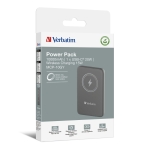Външна батерия Verbatim MCP-10GY Power Pack 10000 mAh with UBS-C PD 20W / Magnetic Wireless Charging 15W Grey