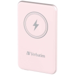 Външна батерия Verbatim MCP-5PK Power Pack 5000 mAh with UBS-C PD 20W / Magnetic Wireless Charging 15W Pink