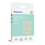 Външна батерия Verbatim MCP-5GN Power Pack 5000 mAh with UBS-C PD 20W / Magnetic Wireless Charging 15W Green