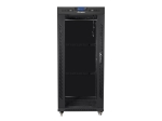 Комуникационен шкаф Lanberg rack cabinet 19" free-standing 27U/800x1200 (flat pack) with glass door lcd black