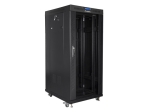 Комуникационен шкаф Lanberg rack cabinet 19" free-standing 27U/800x1200 (flat pack) with glass door lcd black