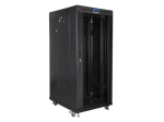 Комуникационен шкаф Lanberg rack cabinet 19" free-standing 27U/800x1000 (flat pack) with glass door lcd black v2