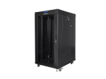 Комуникационен шкаф Lanberg rack cabinet 19" free-standing 22U/800x800 (flat pack) with glass door lcd black v2