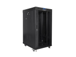 Комуникационен шкаф Lanberg rack cabinet 19" free-standing 22U/800x800 (flat pack) with glass door lcd black v2