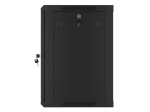 Комуникационен шкаф Lanberg rack cabinet 19" wall-mount 12U/600x450 for self-assembly with metal door black (flat pack)