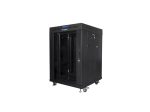 Комуникационен шкаф Lanberg rack cabinet 19" free-standing 15U/600x600 (flat pack) with glass door lcd black v2
