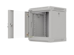 Комуникационен шкаф Lanberg rack cabinet 10" wall-mount 6U/300x300 (flat pack) with glass door grey