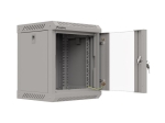 Комуникационен шкаф Lanberg rack cabinet 10" wall-mount 6U/300x300 (flat pack) with glass door grey