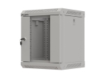 Комуникационен шкаф Lanberg rack cabinet 10" wall-mount 6U/300x300 (flat pack) with glass door grey