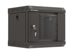 Комуникационен шкаф Lanberg rack cabinet 10" wall-mount 4U/300x300 (flat pack) with glass door black
