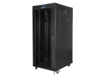 Комуникационен шкаф Lanberg rack cabinet 19" free-standing 27U / 600x800 self-assembly flat pack with glass door LCD, black