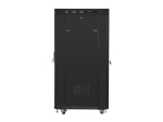 Комуникационен шкаф Lanberg rack cabinet 19" free-standing 27U / 600x800 self-assembly flat pack with glass door LCD, black