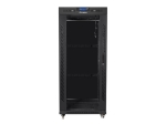 Комуникационен шкаф Lanberg rack cabinet 19" free-standing 27U / 600x800 self-assembly flat pack with glass door LCD, black