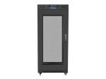 Комуникационен шкаф Lanberg rack cabinet 19" free-standing 27U / 600x800 self-assembly flat pack with mesh door LCD, black