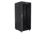 Комуникационен шкаф Lanberg rack cabinet 19" free-standing 27U / 600x600 self-assembly flat pack with glass door LCD, black