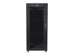 Комуникационен шкаф Lanberg rack cabinet 19" free-standing 27U / 600x600 self-assembly flat pack with glass door LCD, black