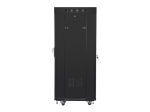 Комуникационен шкаф Lanberg rack cabinet 19" free-standing 27U / 600x600 self-assembly flat pack with glass door LCD, black