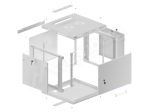 Комуникационен шкаф Lanberg rack cabinet 19" wall-mount 9U/600x600 for self-assembly with metal door grey (flat pack)