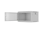 Комуникационен шкаф Lanberg rack cabinet 19" wall-mount 6U/600x450 with perforated door grey (flat pack)