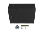 Комуникационен шкаф Lanberg rack cabinet 19" wall-mount 4U+3u/540x200 low-profile black (assembled)