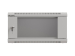 Комуникационен шкаф Lanberg rack cabinet 19" wall-mount 4U/540x350 (flat pack) with glass door grey