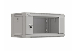 Комуникационен шкаф Lanberg rack cabinet 19" wall-mount 4U/540x350 (flat pack) with glass door grey