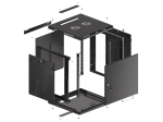 Комуникационен шкаф Lanberg rack cabinet 19" wall-mount 12U/600x600 for self-assembly with metal door black (flat pack)