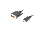 Кабел Lanberg HDMI (M) -> DVI-D (M) (24+1) cable 1.8m, dual link, with gold-plated 4K connectors, black