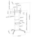 Стойка Neomounts Mobile Floor Stand incl. AV- and cam shelf (height adjustable: 128.5-145 cm)