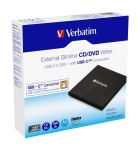 Оптично устройство Verbatim External Slimline CD/DVD Writer USB 3.2 Gen 1/USB-C
