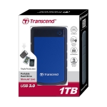 Твърд диск Transcend 1TB, 2.5" Portable HDD, StoreJet H3, Blue, Anti-shock