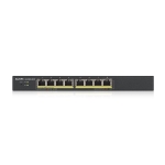Комутатор ZyXEL GS1900-8HP, 8-port GbE L2 PoE Smart Switch, 802.3at, desktop, fanless, 70 Watt