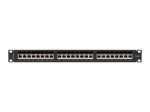 Пач панел Lanberg patch panel 24 port 1U 19" CAT.6a ftp with cable organizer shielded black