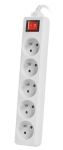Разклонител Lanberg power strip 3m, 5 sockets, french with circuit breaker quality-grade copper cable, white