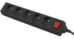 Разклонител Lanberg power strip 3m, 5 sockets, french with circuit breaker quality-grade copper cable, black
