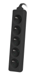 Разклонител Lanberg power strip 3m, 5 socket,s french quality-grade copper cable, black