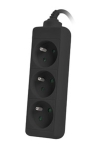 Разклонител Lanberg power strip 3m, 3 sockets, french quality-grade copper cable, black