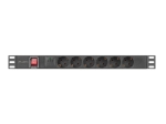Разклонител Lanberg power distribution unit (pdu) 19" 1U 16a 2m 6x schuko outlets black