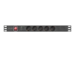 Разклонител Lanberg power distribution unit (pdu) 19" 1U 16a 2m 5x schuko outlets black