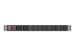 Разклонител Lanberg power distribution unit (pdu) 19" 1U 16a 2m 2x c19 8x iec c13 sockets black c20