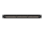 Пач панел Lanberg patch panel 24 port 1U 19" CAT.7 ftp with cable organizer shielded black
